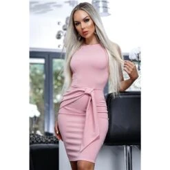 Ärmelloses Bodycon-Kleid Mit Deko-Schleife Altrosa