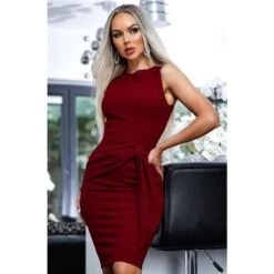 Ärmelloses Bodycon-Kleid Mit Deko-Schleife Bordeaux