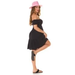 Damen Off-Shoulder Babydoll-Kleid In Boho-Stil Schwarz 18 Damen Off-Shoulder Babydoll-Kleid In Boho-Stil Schwarz -Stilvoll Gekleidet damen off shoulder babydoll kleid in boho stil schwarz9