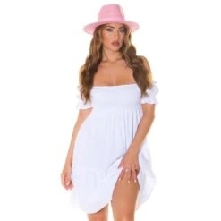 Damen Off-Shoulder Babydoll-Kleid In Boho-Stil Weiß 14 Damen Off-Shoulder Babydoll-Kleid In Boho-Stil Weiß -Stilvoll Gekleidet damen off shoulder babydoll kleid in boho stil weiss6