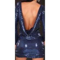 Edles Glamour Pailletten-Kleid Abendkleid Blau