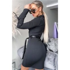 Kleid In Wickel-Optik Mit Trompetenärmeln Und Gürtel Schwarz 8 Kleid In Wickel-Optik Mit Trompetenärmeln Und Gürtel Schwarz -Stilvoll Gekleidet kleid in wickel optik mit trompetenaermeln und guertel schwarz4