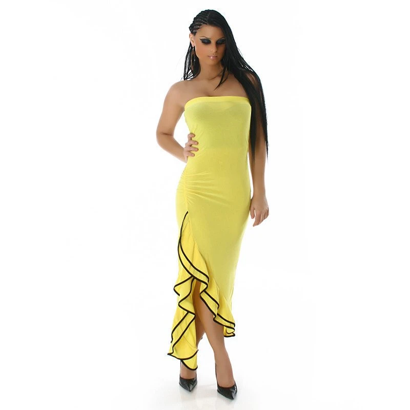 Sexy Bandeau Latino-Kleid Tanzkleid Salsa Gelb/Schwarz 4 Sexy Bandeau Latino-Kleid Tanzkleid Salsa Gelb/Schwarz – Bild 4