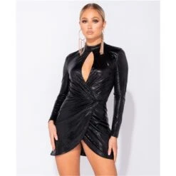 Sexy Celebrity Style Bodycon Kleid Mit Schlangenmuster Schwarz -Stilvoll Gekleidet sexy celebrity style bodycon kleid mit schlangenmuster schwarz3