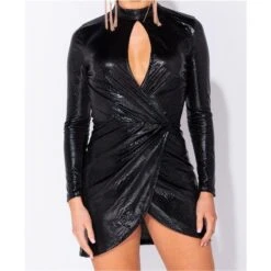 Sexy Celebrity Style Bodycon Kleid Mit Schlangenmuster Schwarz -Stilvoll Gekleidet sexy celebrity style bodycon kleid mit schlangenmuster schwarz4