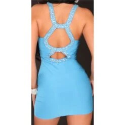 Titelseite -Stilvoll Gekleidet sexy minikleid party kleid mit pailletten perlen tuerkis2