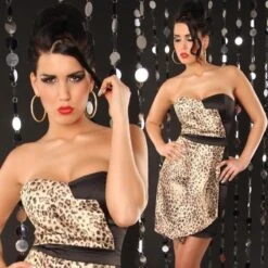 Sexy Satin Bandeau-Kleid Etuikleid Bi-Color Design